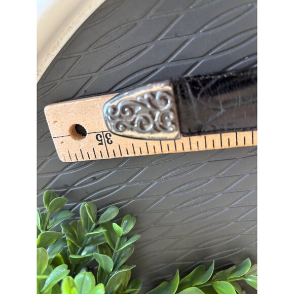 Brighton Embossed Black Leather Belt With Silver-Toned Scroll Buckle Women - Picture 6 of 13